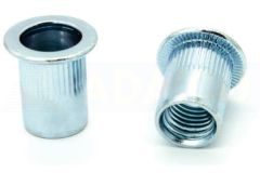 Rivet Nut Flat Head Cylindrical Grooved Open End M5
